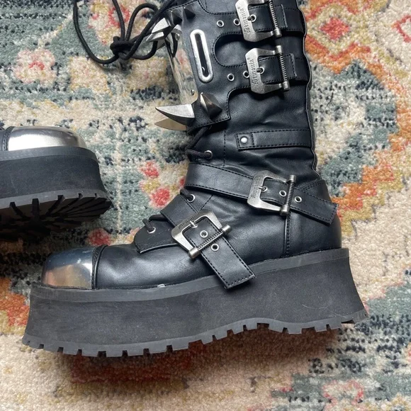 Gravedigger Goth Punk Heavy Metal Spiked Boots Rave Mens 9